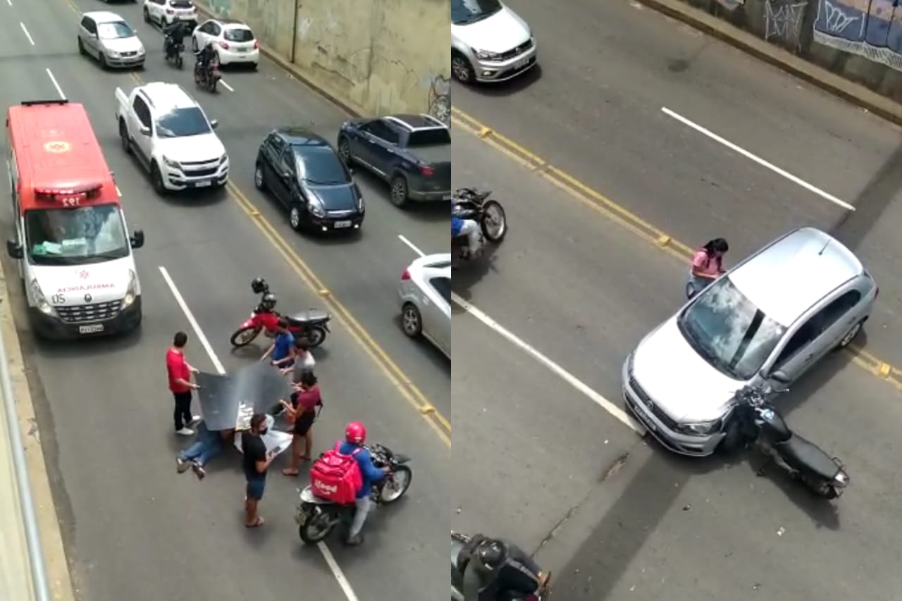 Homem é arremessado em acidente no viaduto da Avenida Higino Cunha em Teresina